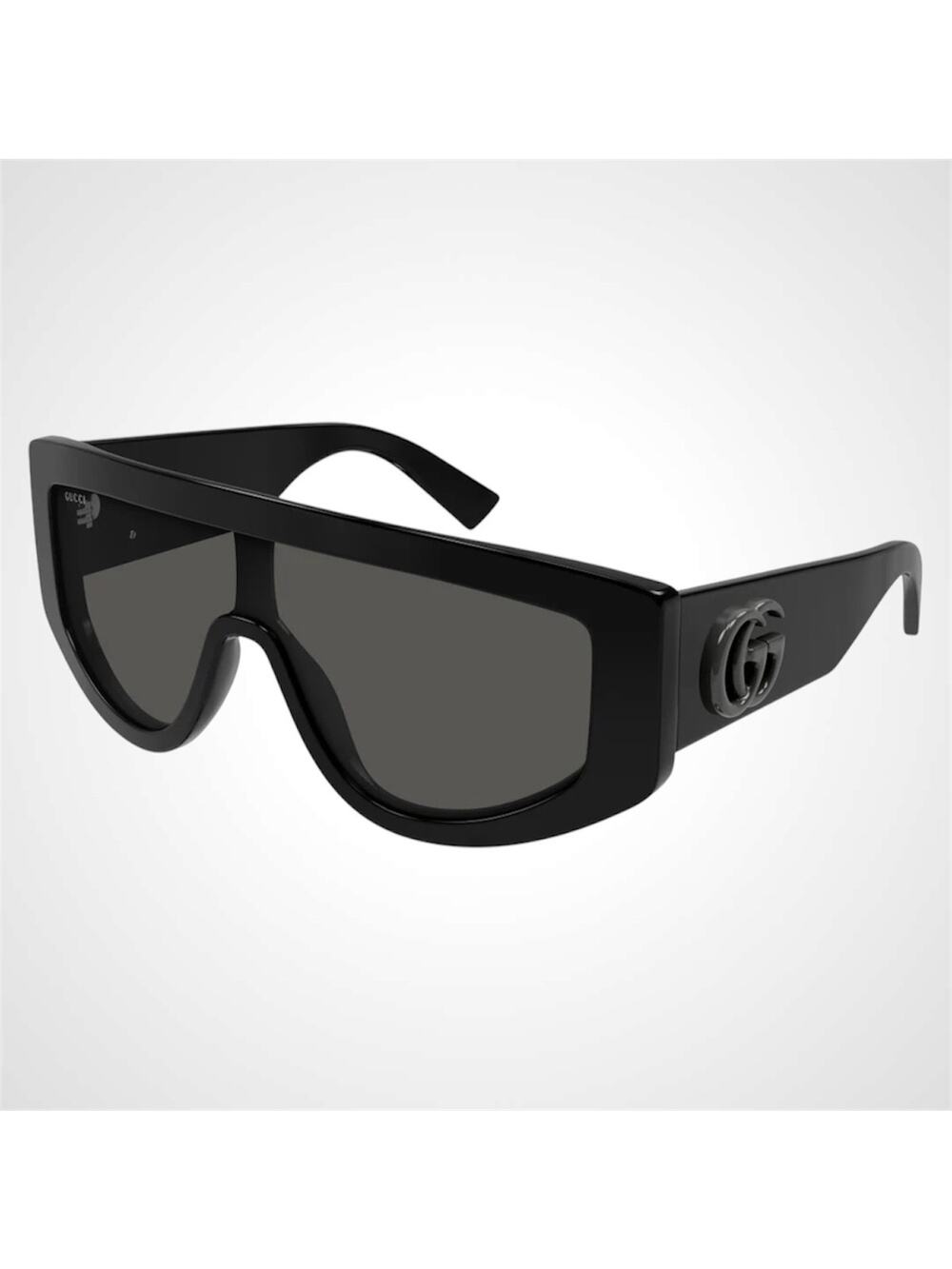 New GUCCI Sunglasses Black Wrap Shield Oversized Grey Lens GG 99-1-130mm - Picture 1 of 8